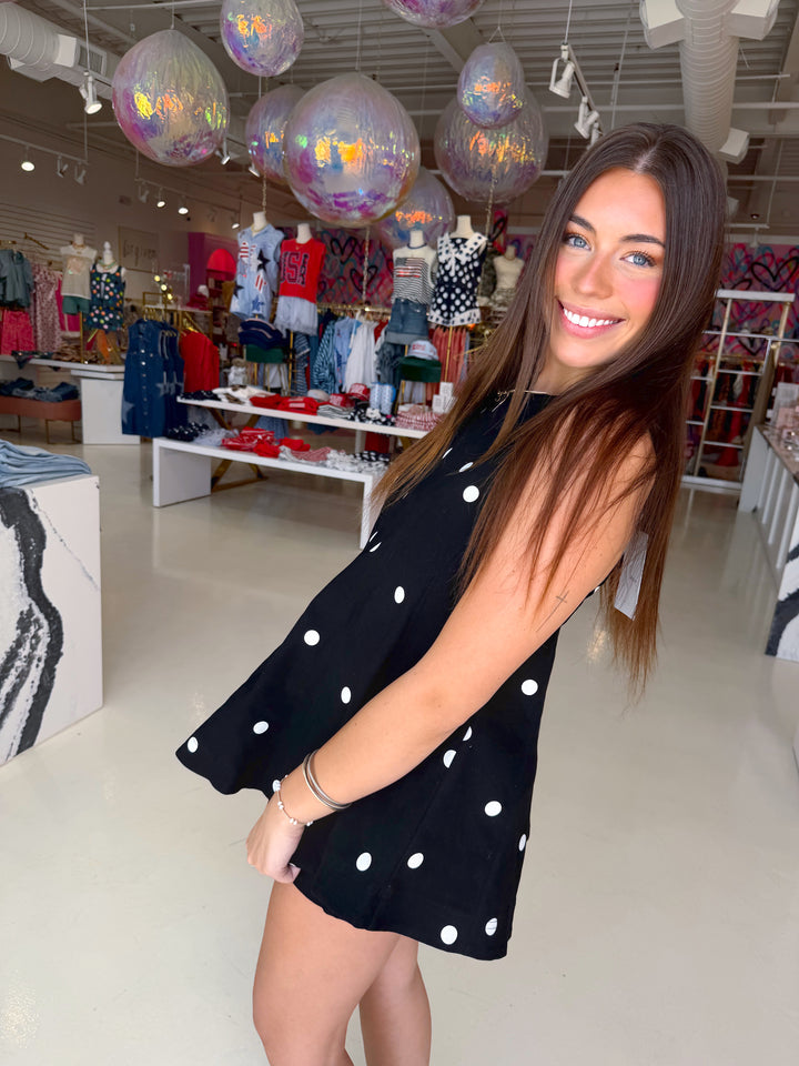 Linen Ivory and Black Polka Dot Top & Shorts Set