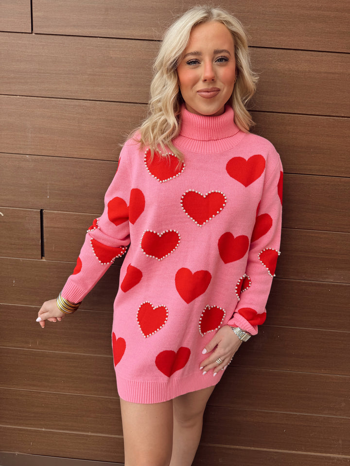 BC Pink Sweater Tunic W/ Red Hearts