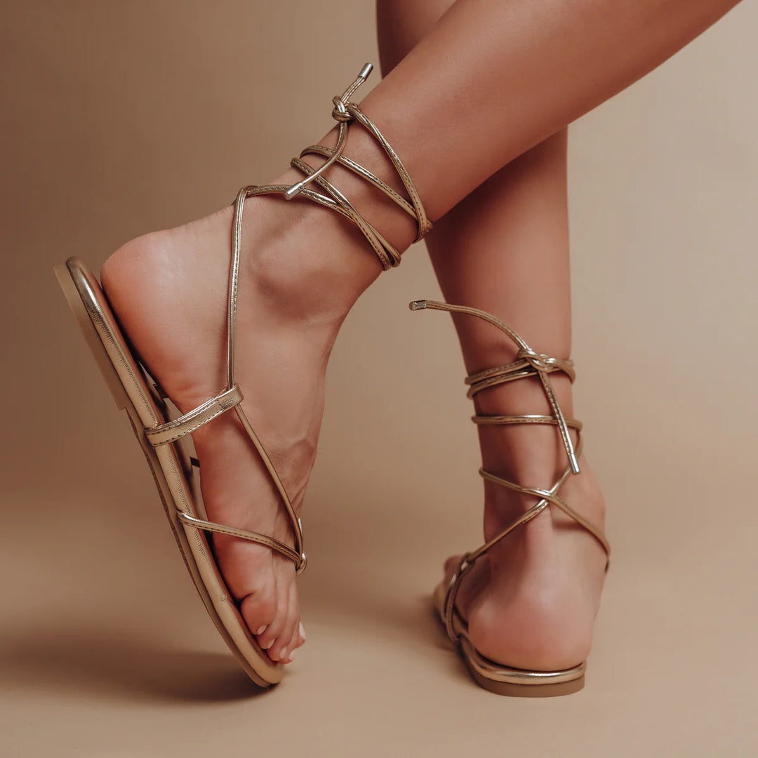ANGIE - GOLD WRAP SANDALS