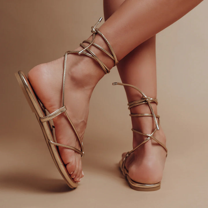 ANGIE - GOLD WRAP SANDALS