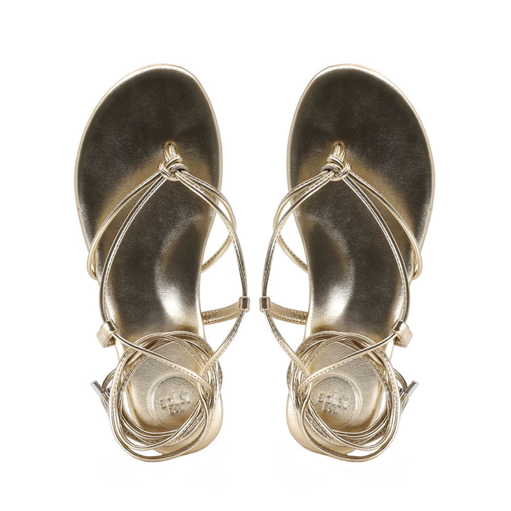 ANGIE - GOLD WRAP SANDALS