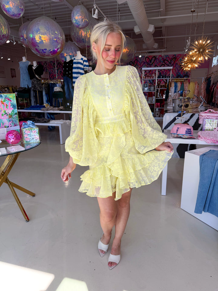 Classy Girl Era Bright Yellow Floral Dress