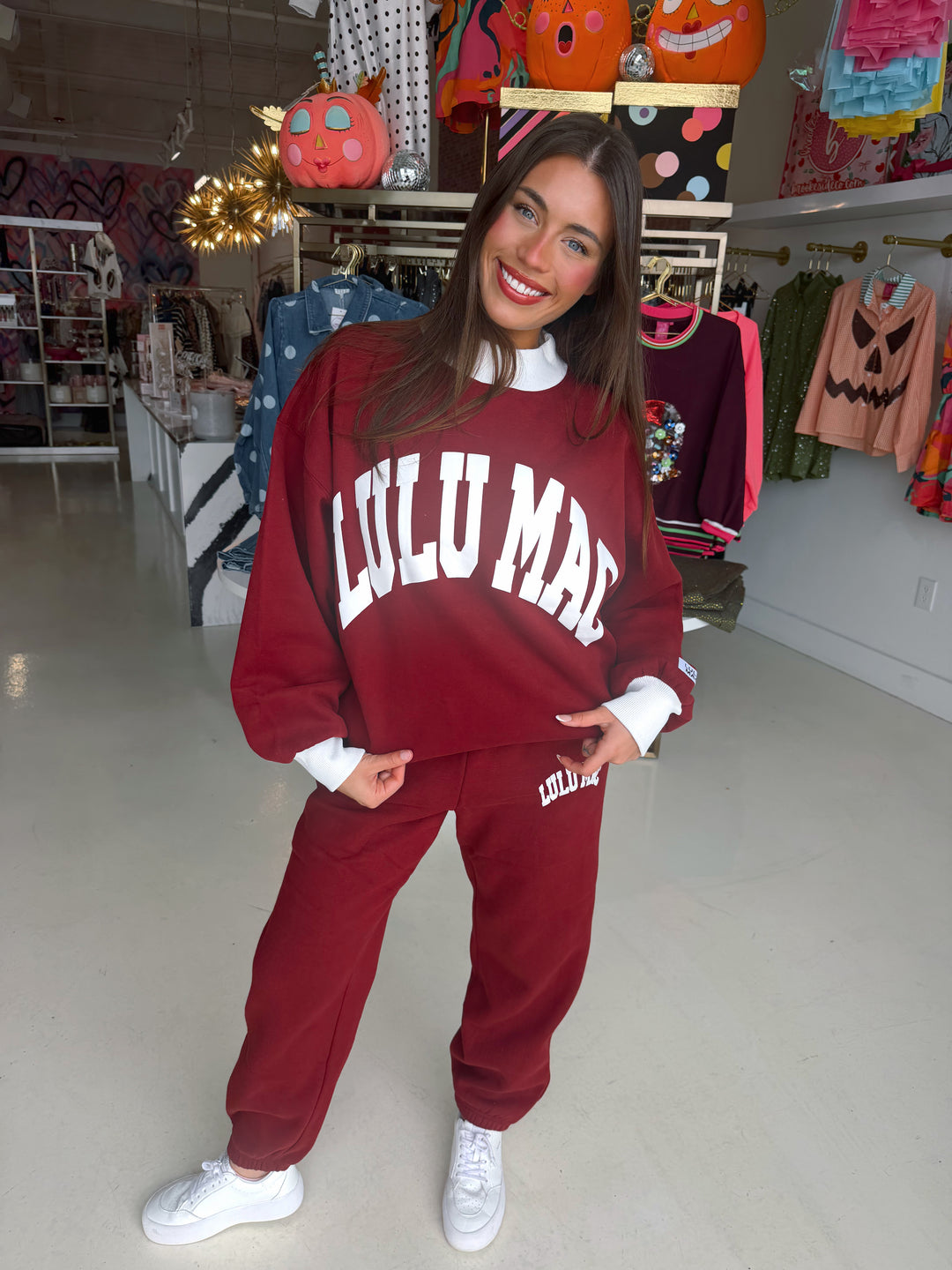 LULU MAC Maroon/White Mockneck