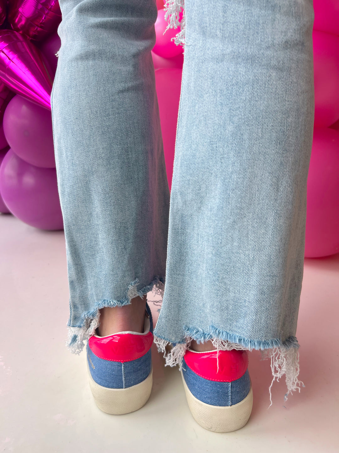 Spring Fling Hot Pink and Denim Sneakers