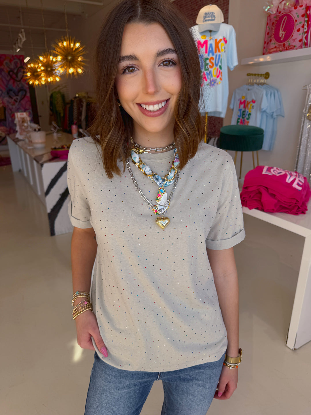 Everyday Sparkly Tee Smokey Taupe