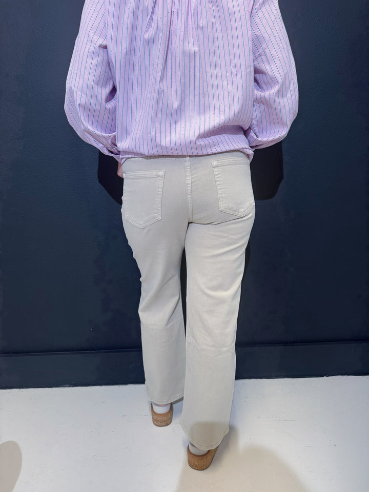 Bailee Beige Denim Straight Leg Jeans