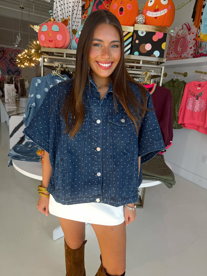 Dee Dark Denim Polkadot Top