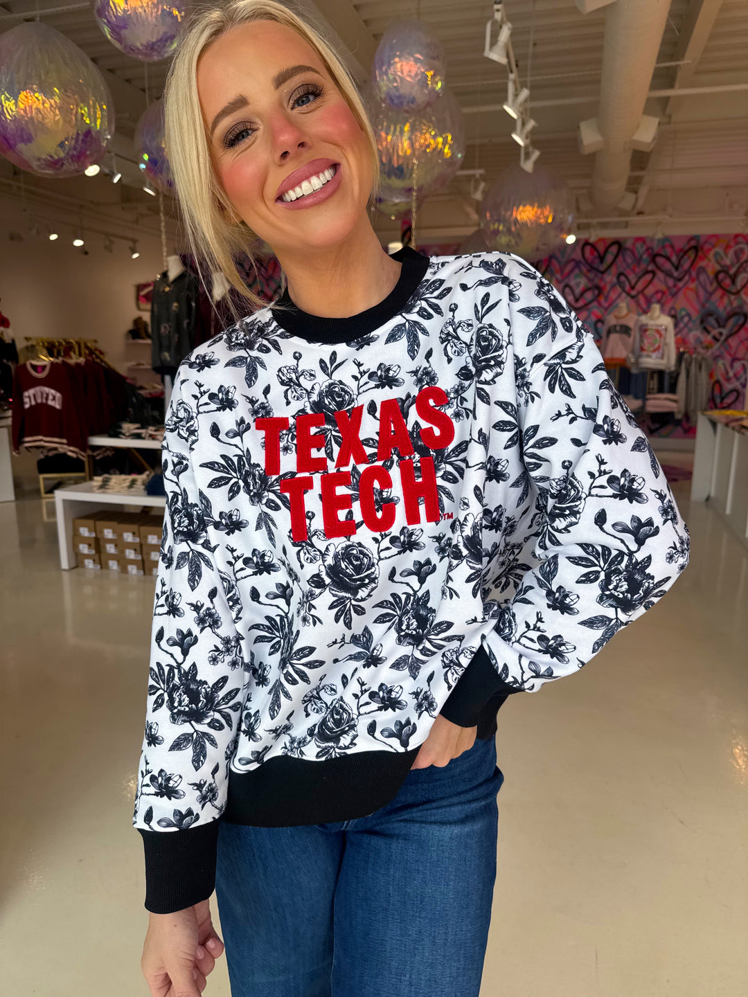 Texas Tech Floral Toile Sweatshirt