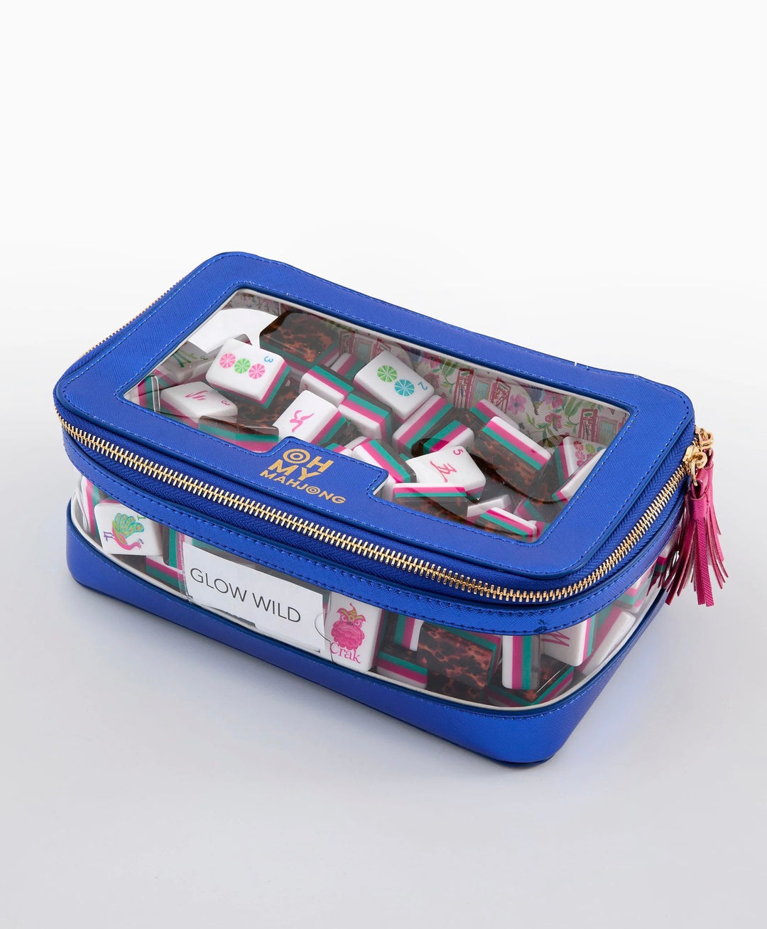 OH MY MAHJONG Metallic Blue Storage Tile Bag