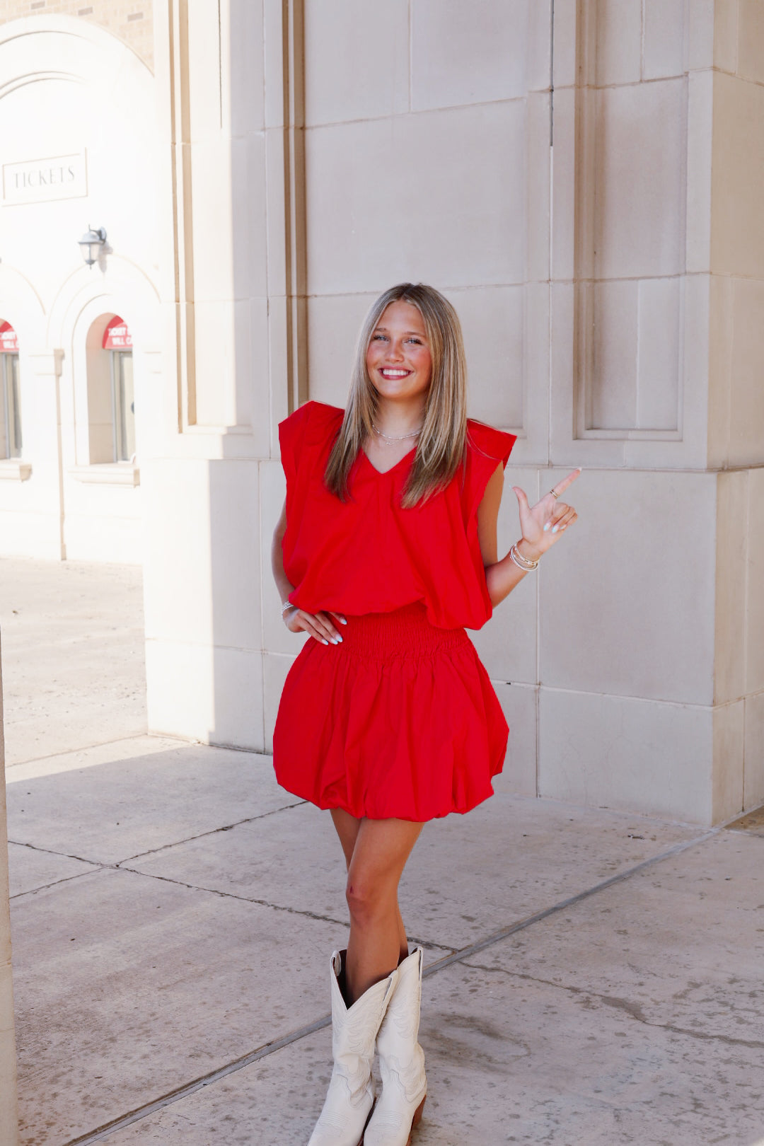Solid Red Poplin Bubble Top