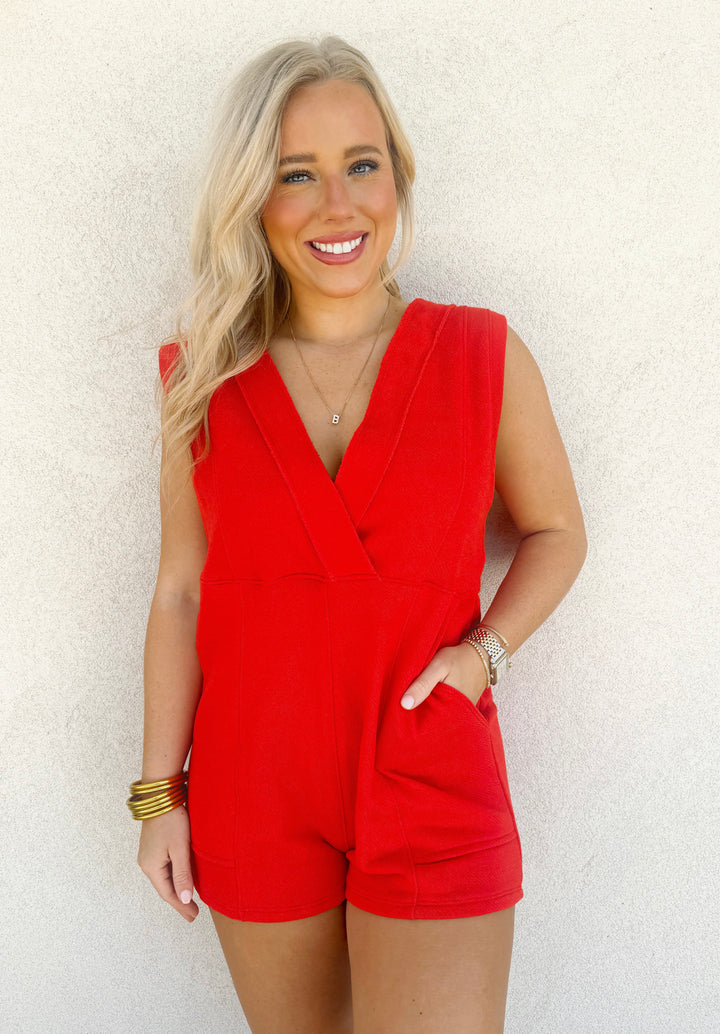 Sassy Red Sleeveless Romper