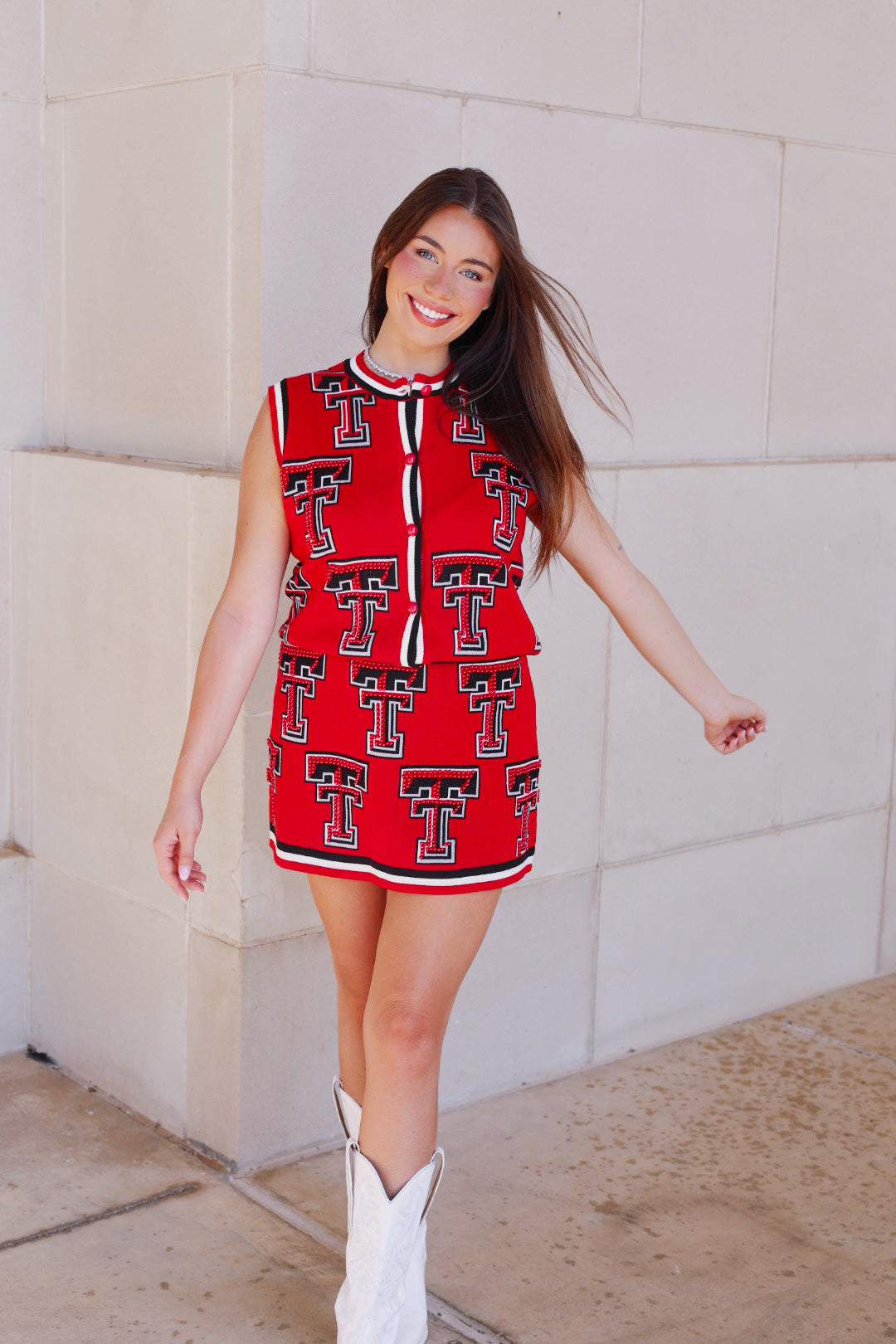 QOS Texas Tech Multi Rhinestone Logo Skirt