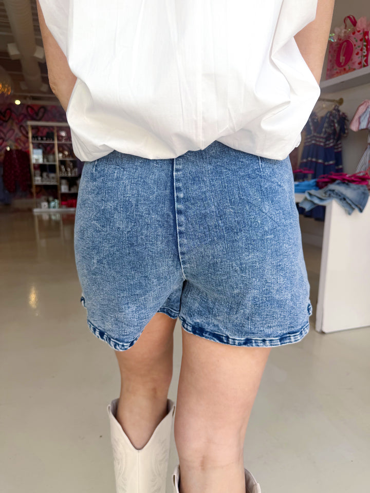 Indigo Bloom Denim Mini Skirt