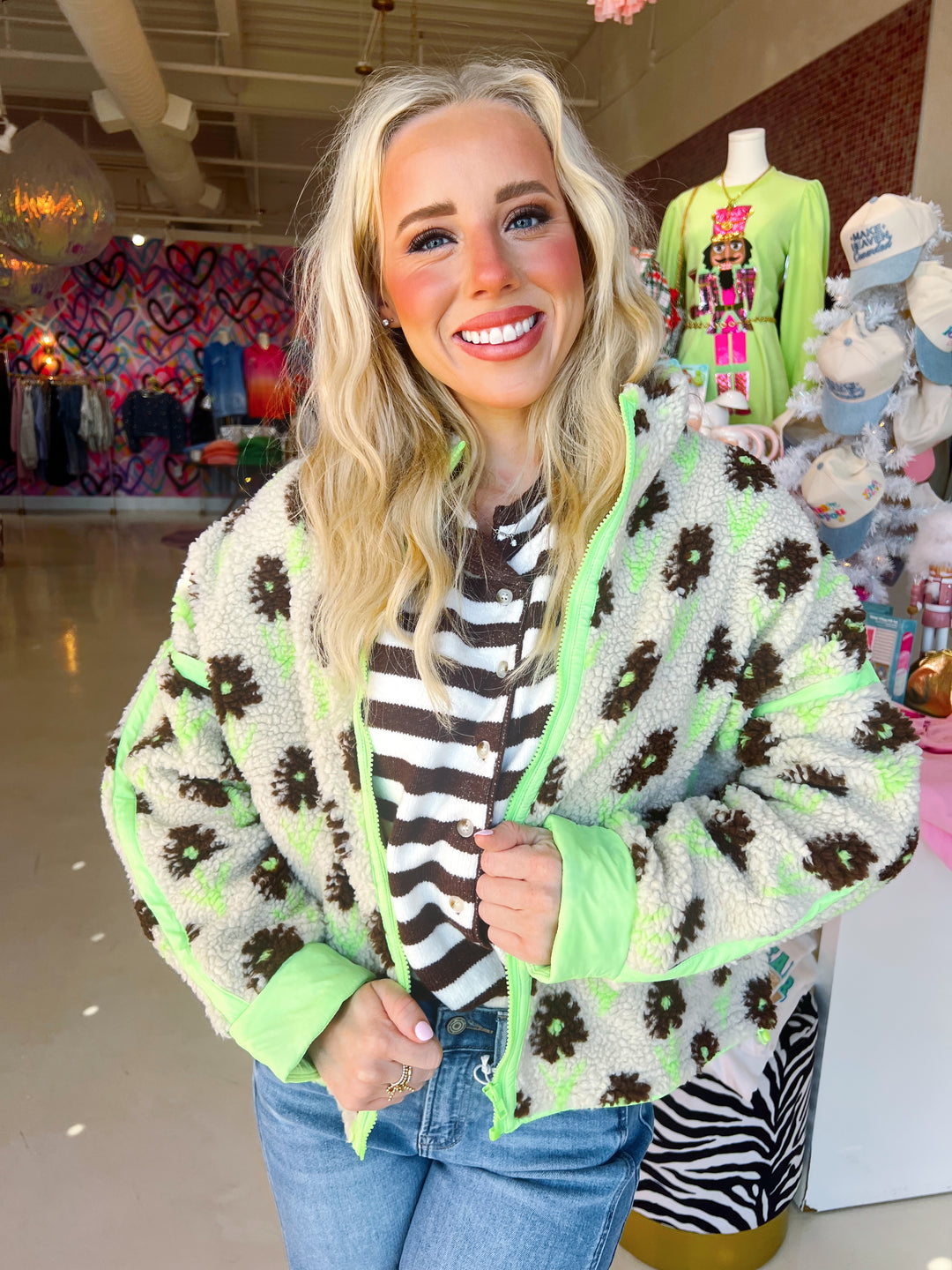 Flower Power Lime Green Jacket