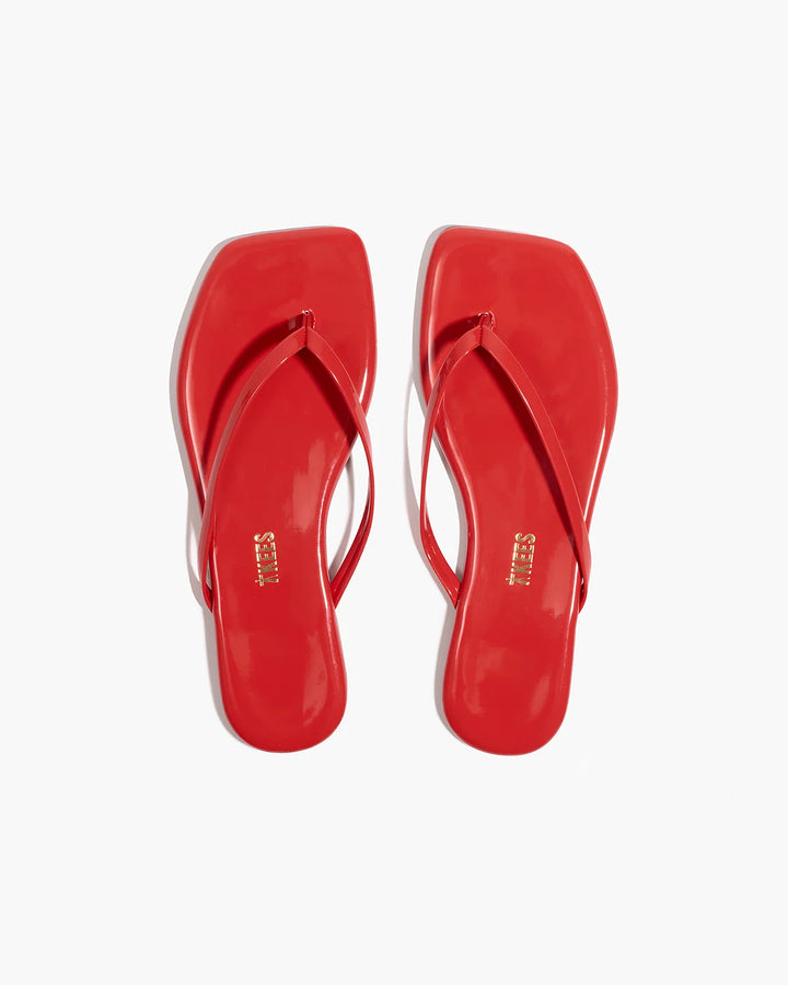 TKEES Red Gloss Square Toe Flop