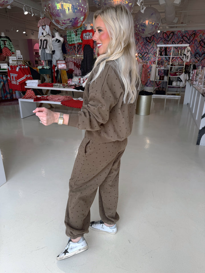 Mocha Star Sweatpant Set