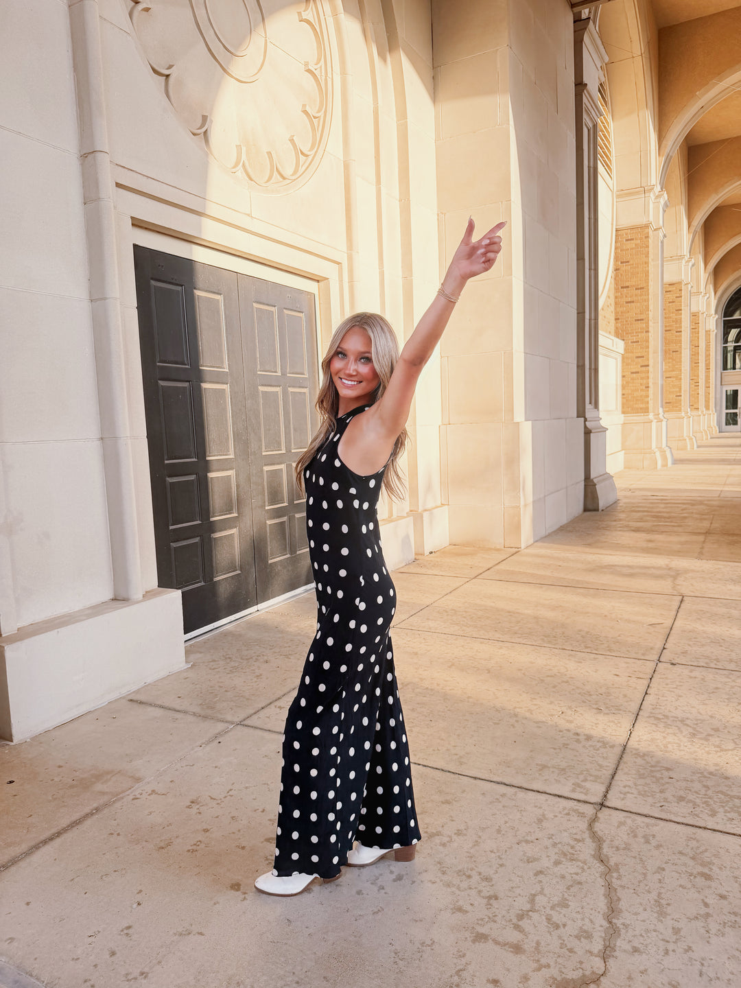 Cream Polka Dot Maxi Dress