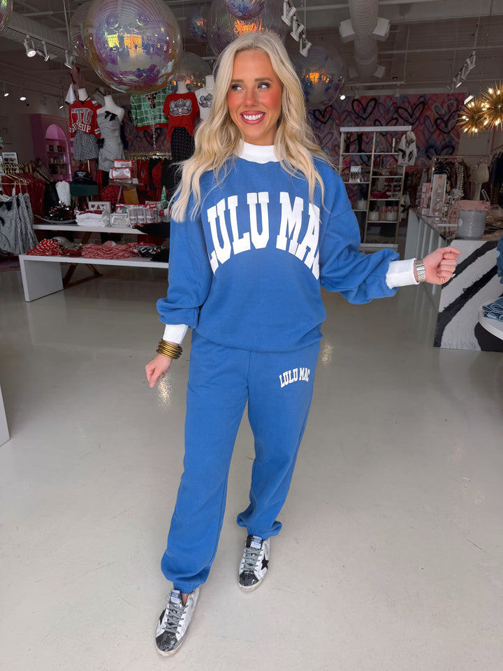LULU MAC Royal Blue/White Mockneck