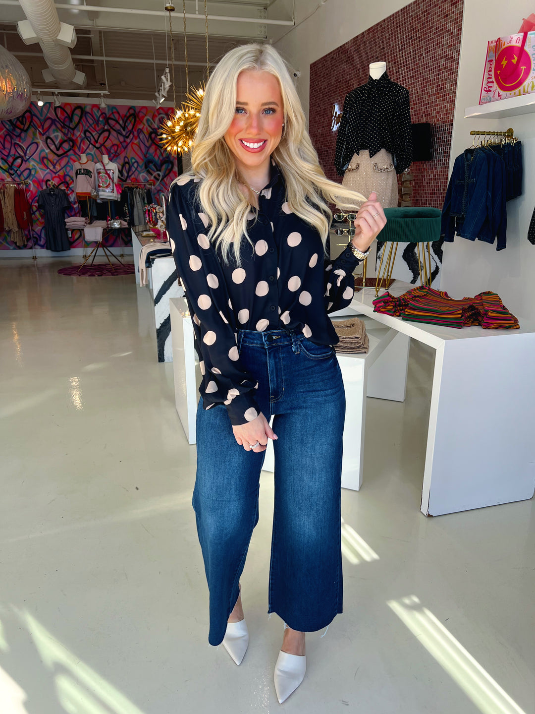 Delanie Dotted Woven Top