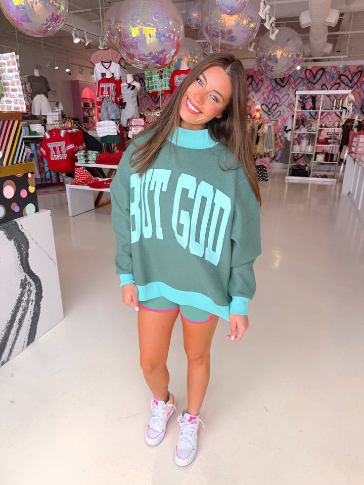 BUT GOD 2 Sided Mockneck Sweatshirt