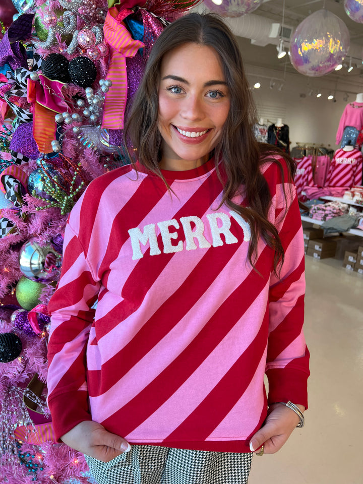 Merry Diagonal Striped Sweater