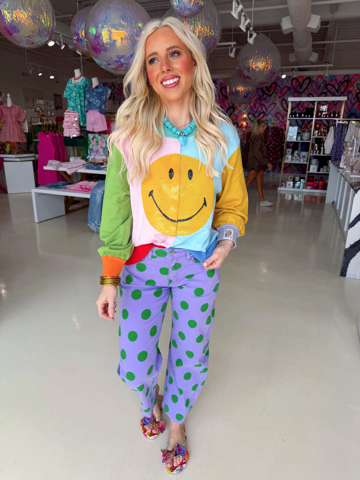 QOS Color Block Happy Button Down