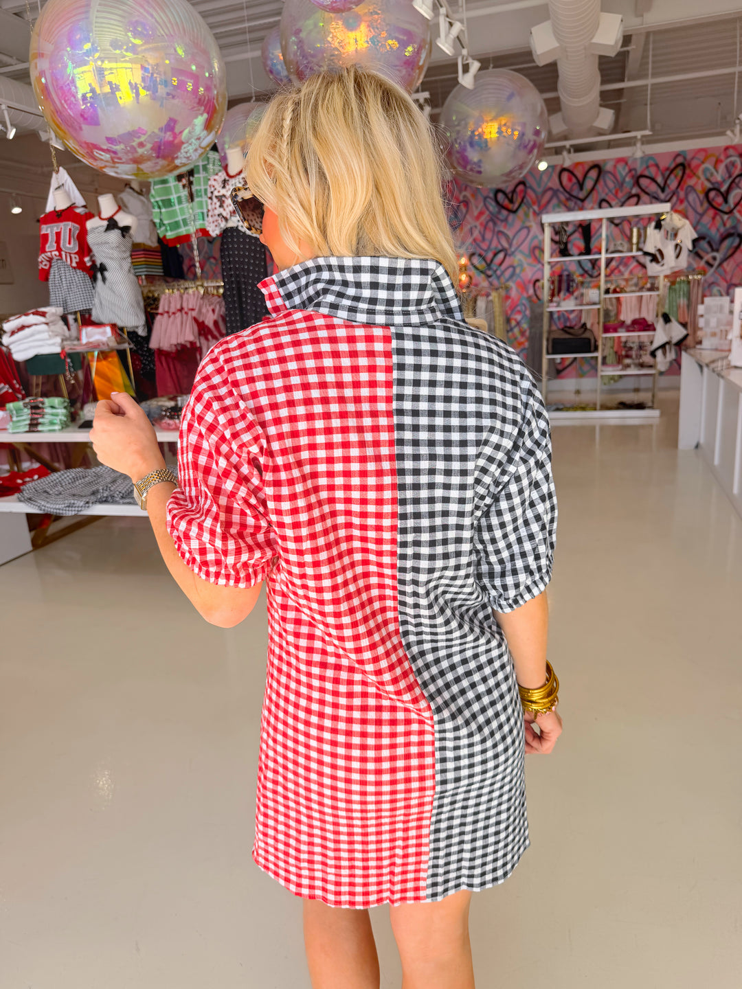 Charlotte Black & Red Gingham Dress