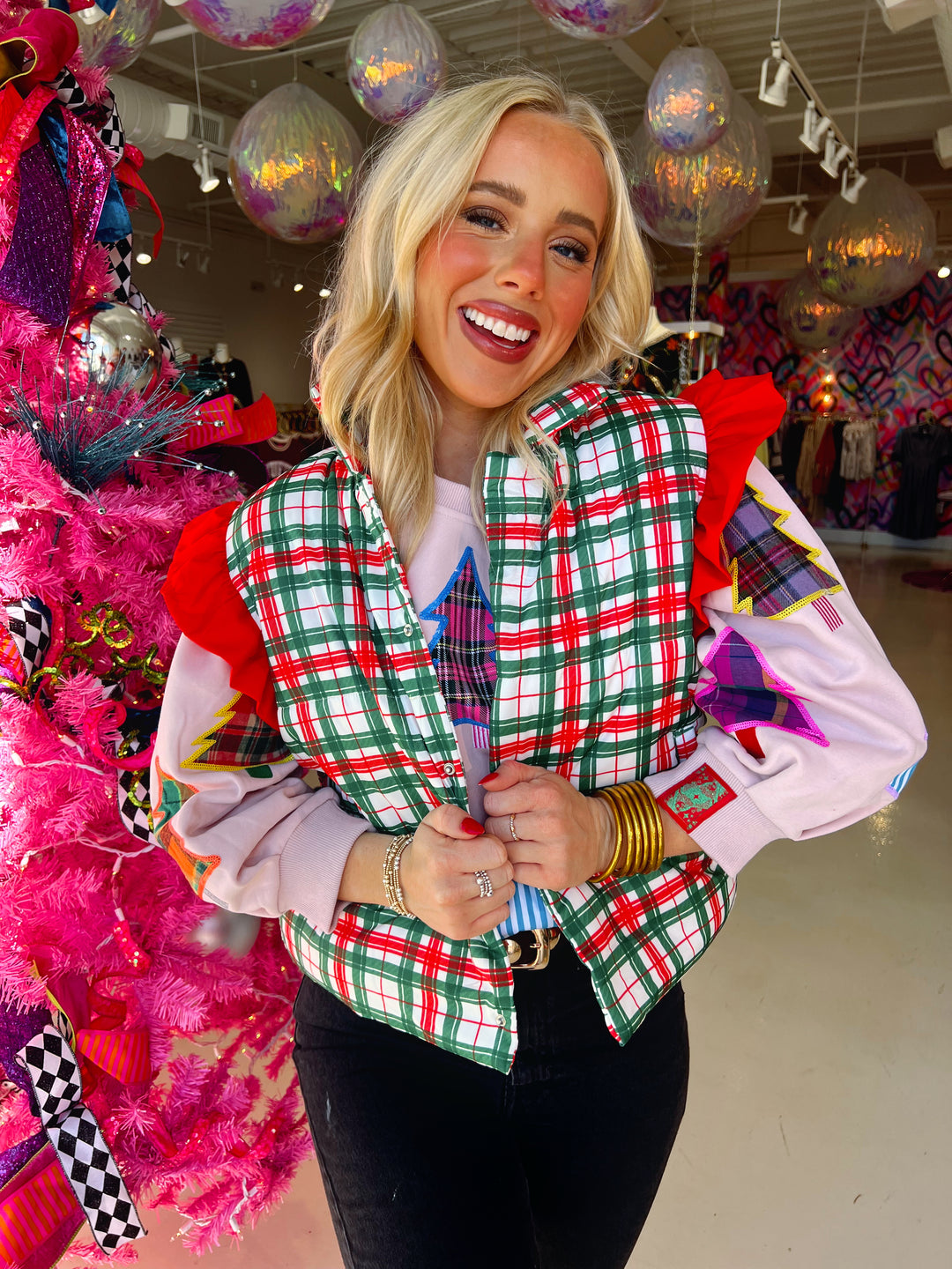 Classic Christmas Plaid Puffer Vest