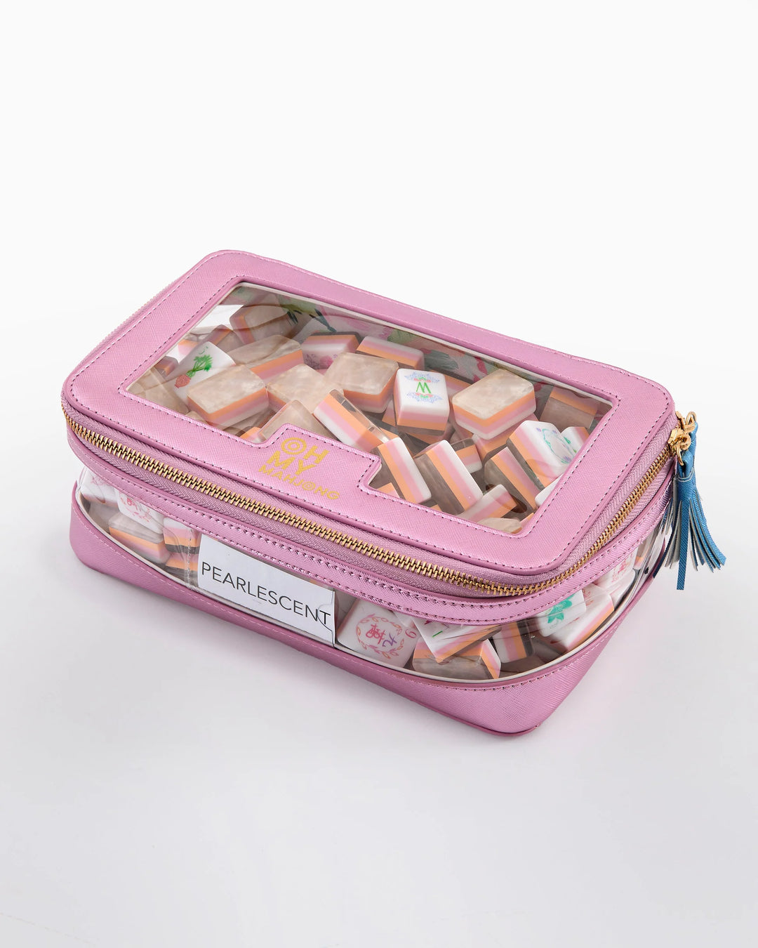 OH MY MAHJONG Light Pink Metallic Tile Bag