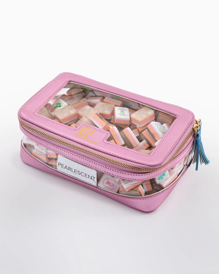 OH MY MAHJONG Light Pink Metallic Tile Bag