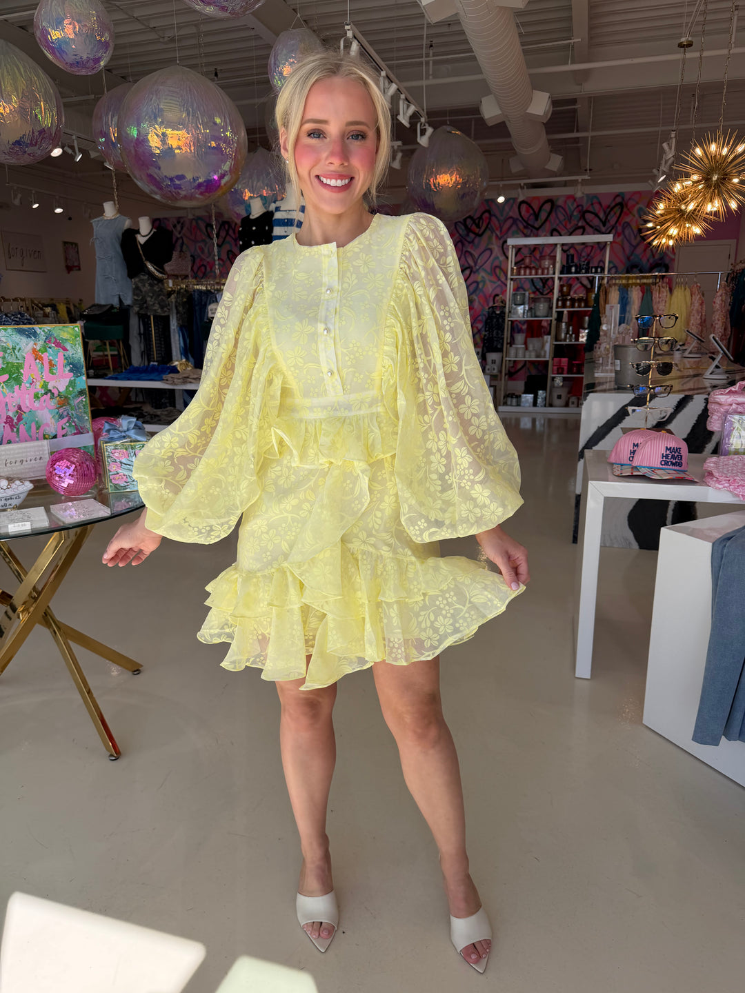 Classy Girl Era Bright Yellow Floral Dress