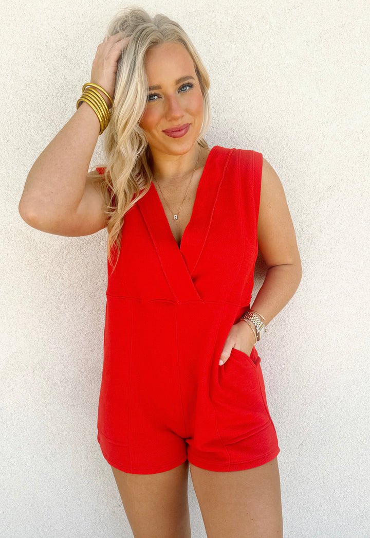 Sassy Red Sleeveless Romper