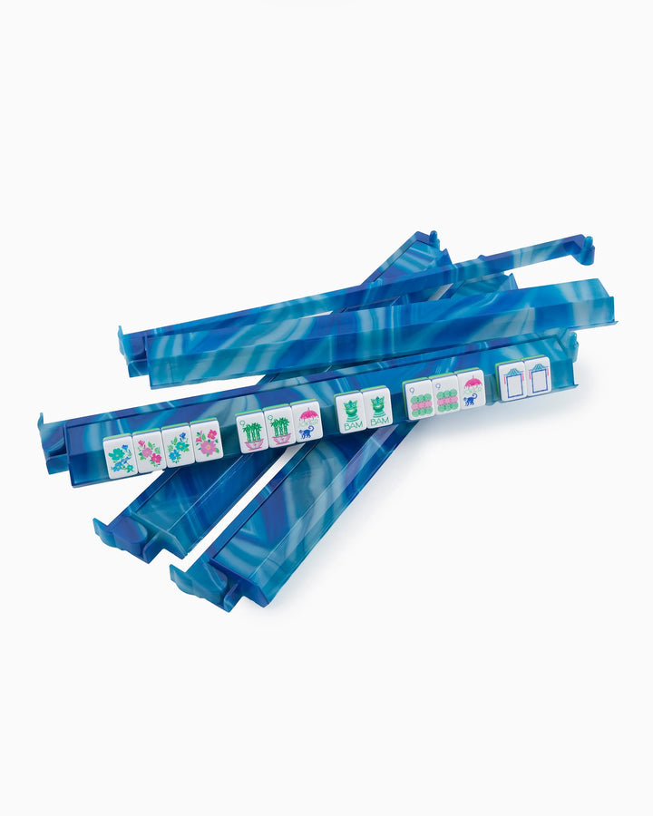 OH MY MAHJONG Blue Lace Agate Rack & Pusher Set
