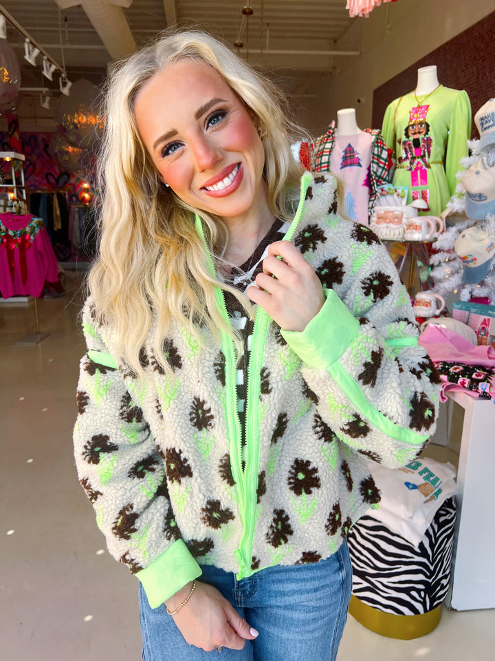 Flower Power Lime Green Jacket