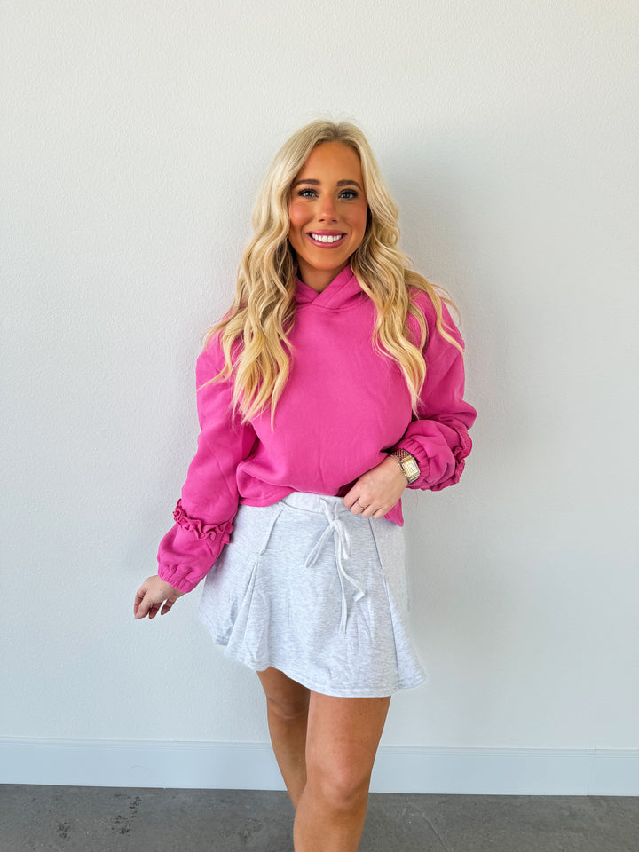 Darling Pink Ruffle Hoodie