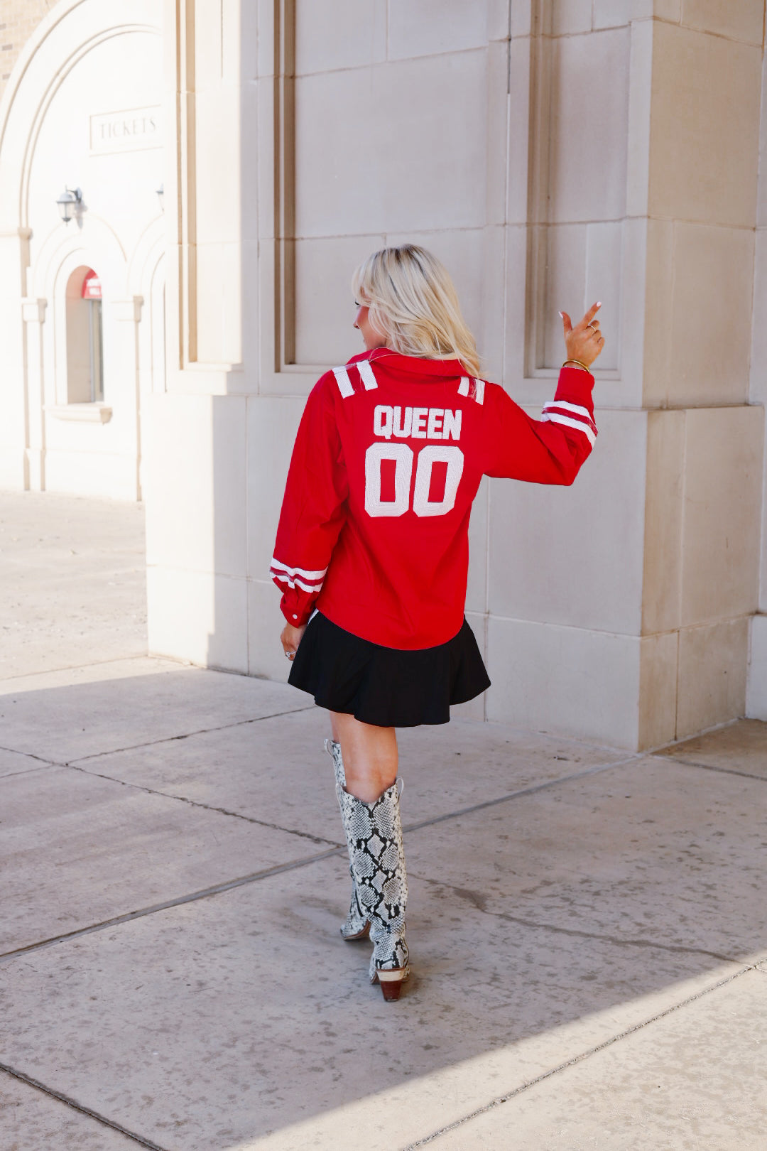 QOS Texas Tech Mascot Pocket Jersey Long Sleeve Dress