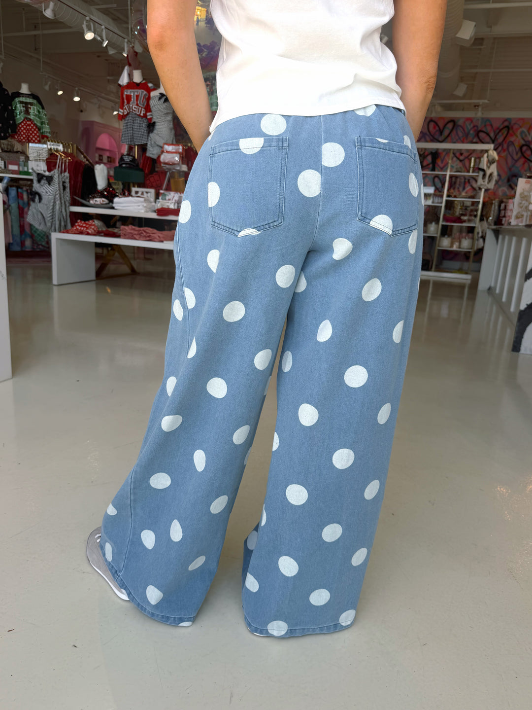 Rayli Retro Denim Polka Dot Pant