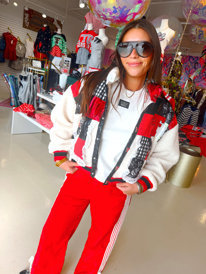 Red Windbreaker Sporty Pants