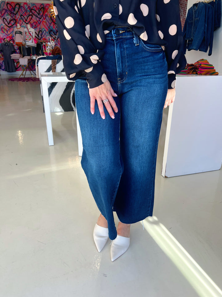 JBD Dark Wash Scissor Cut Wide Leg Jeans