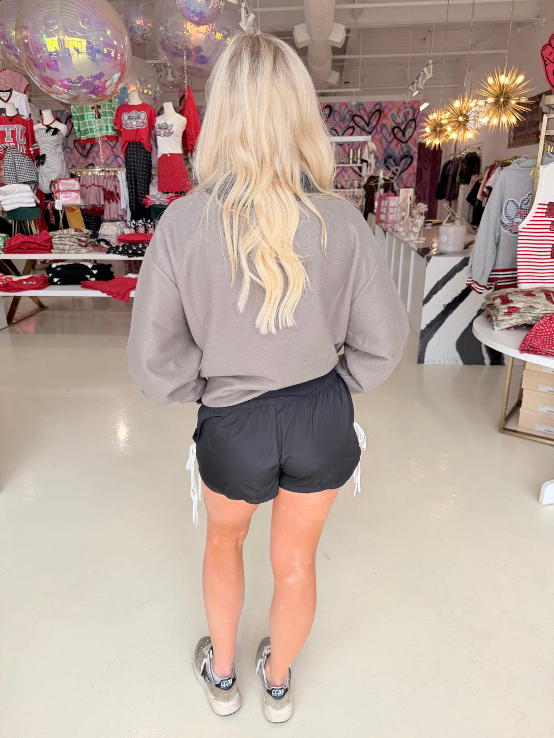 Sally Black Windbreaker Shorts