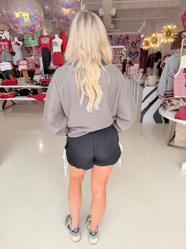 Sally Black Windbreaker Shorts