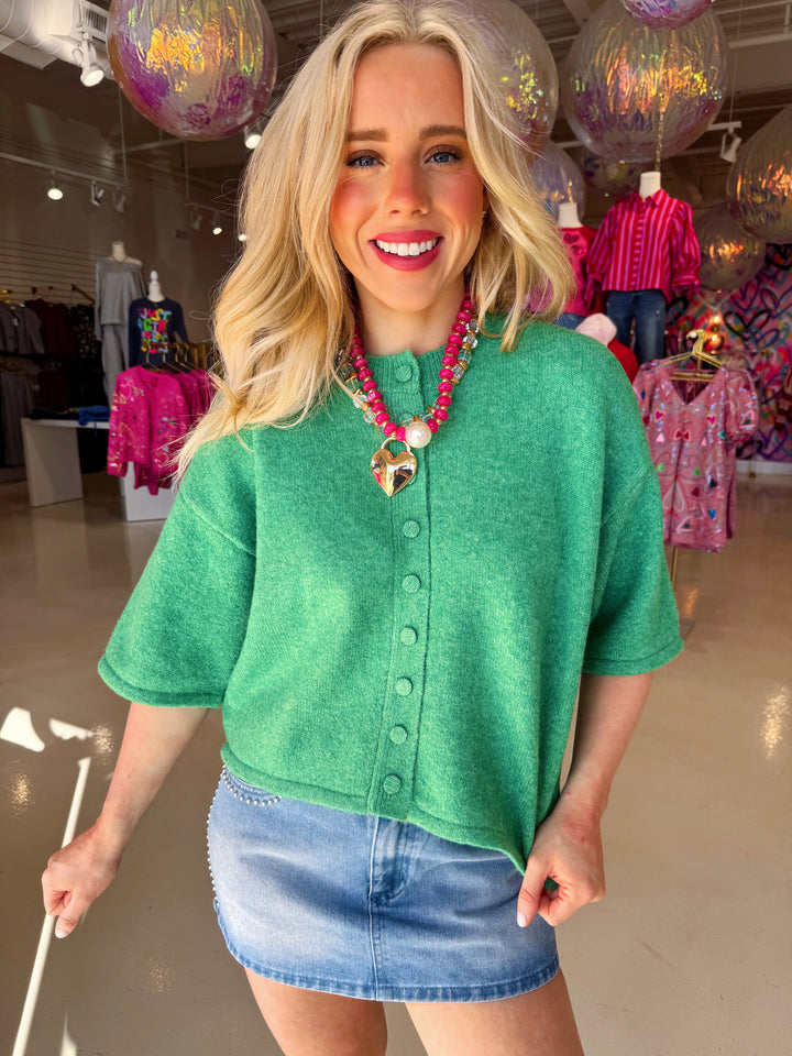 Button Down Short Sleeve Sweater | COLORS