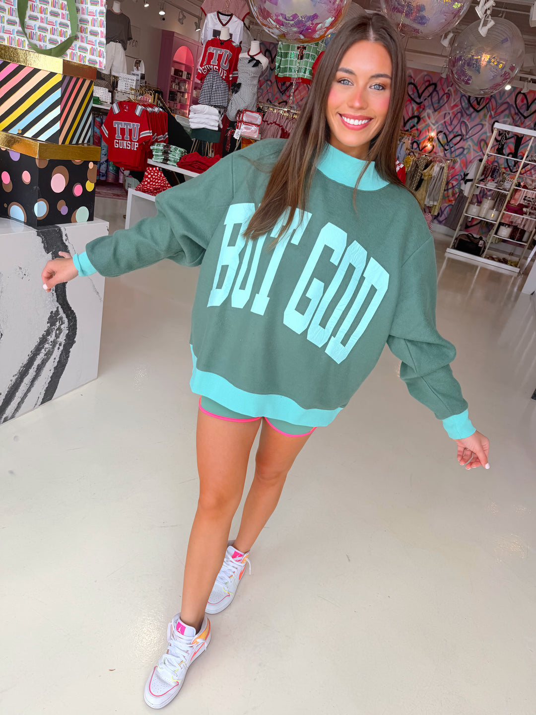 BUT GOD 2 Sided Mockneck Sweatshirt
