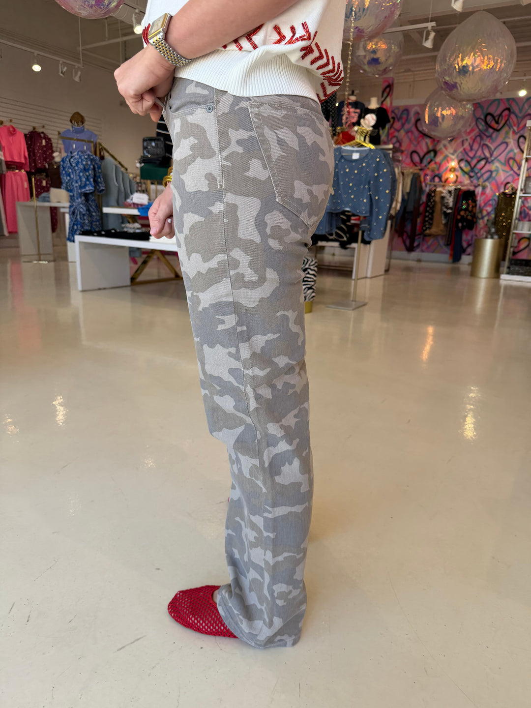 Tan Camo Midrise Jeans