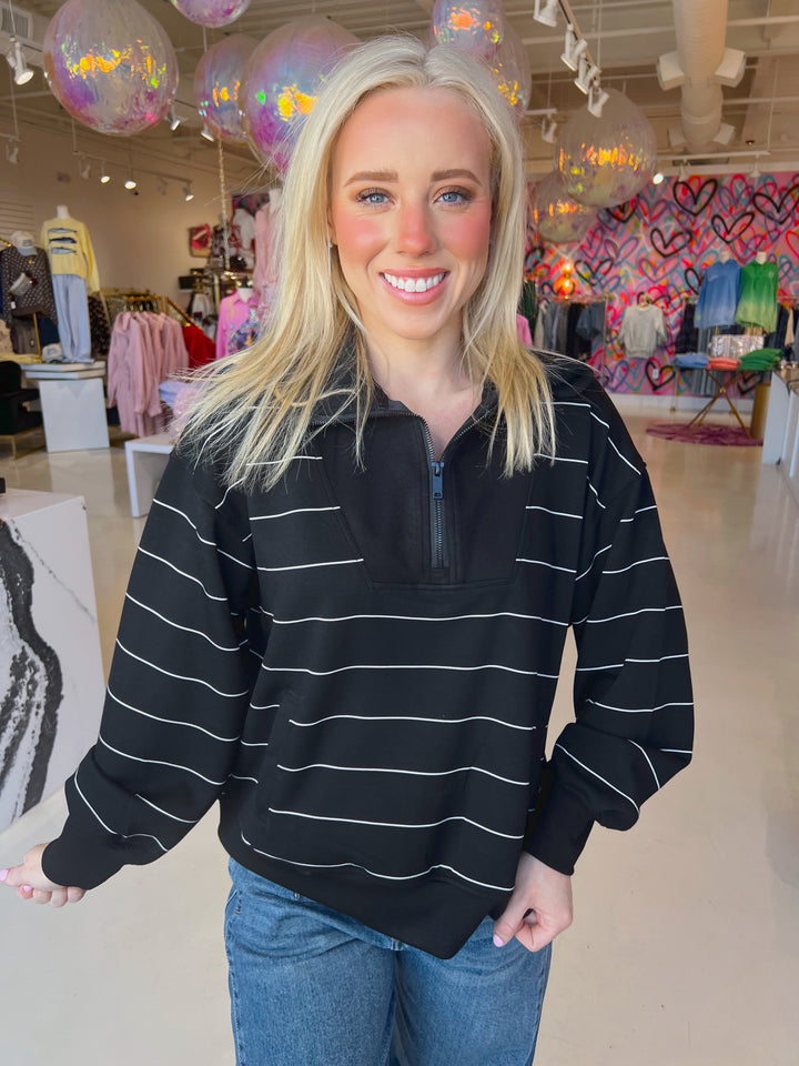 Butter Soft Walking Striped Half Zip