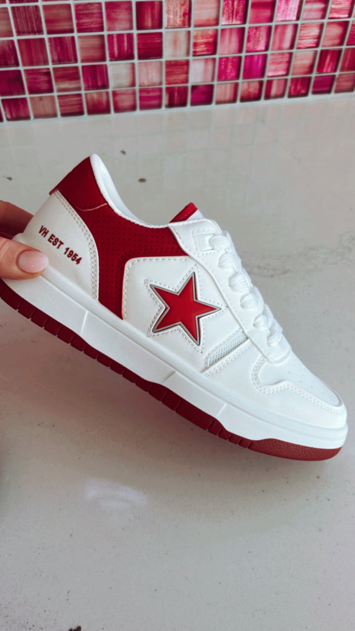 VH Red and White Low Top Sneakers
