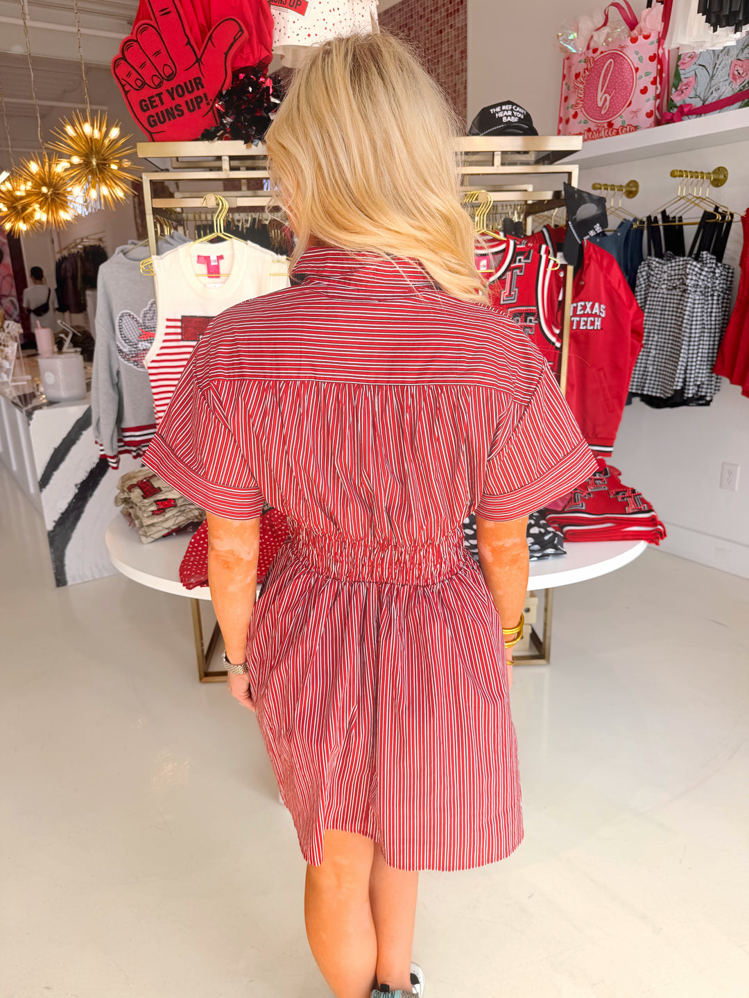 Raider Red Striped Shirt Dress
