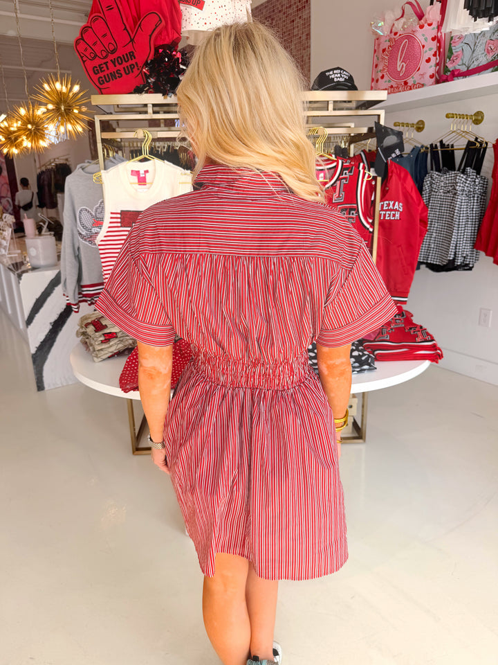 Raider Red Striped Shirt Dress