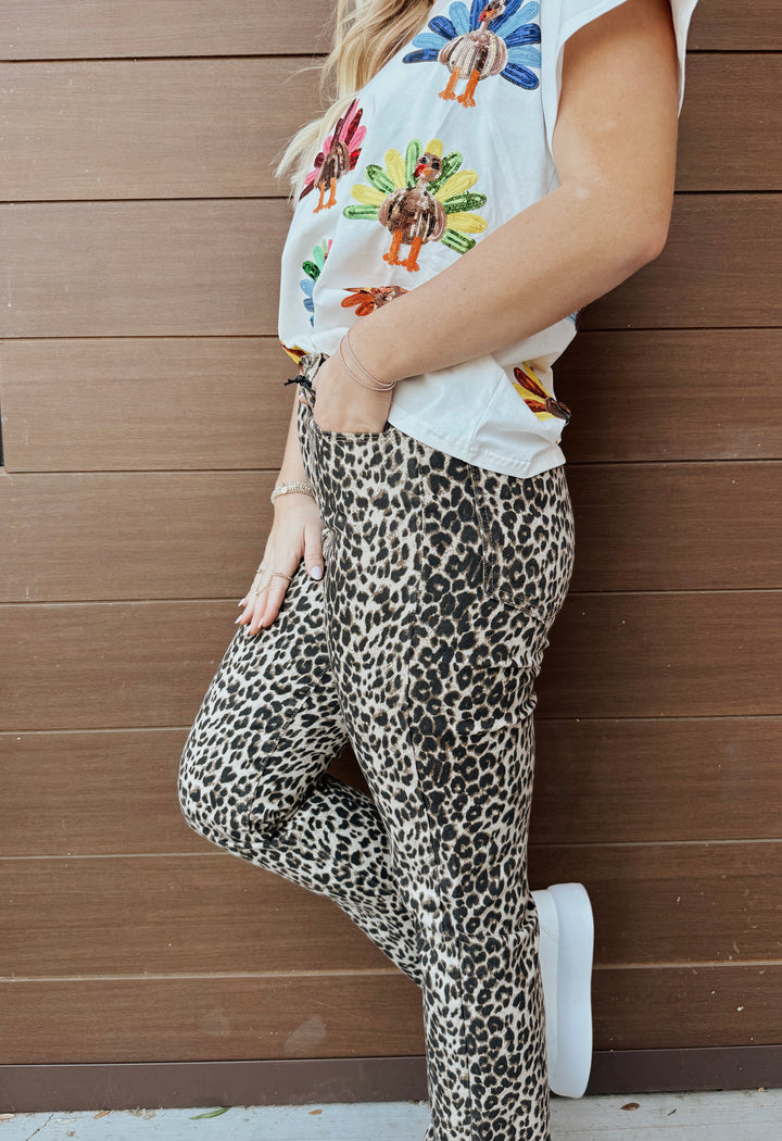 JBD Leopard Straight Leg Jean