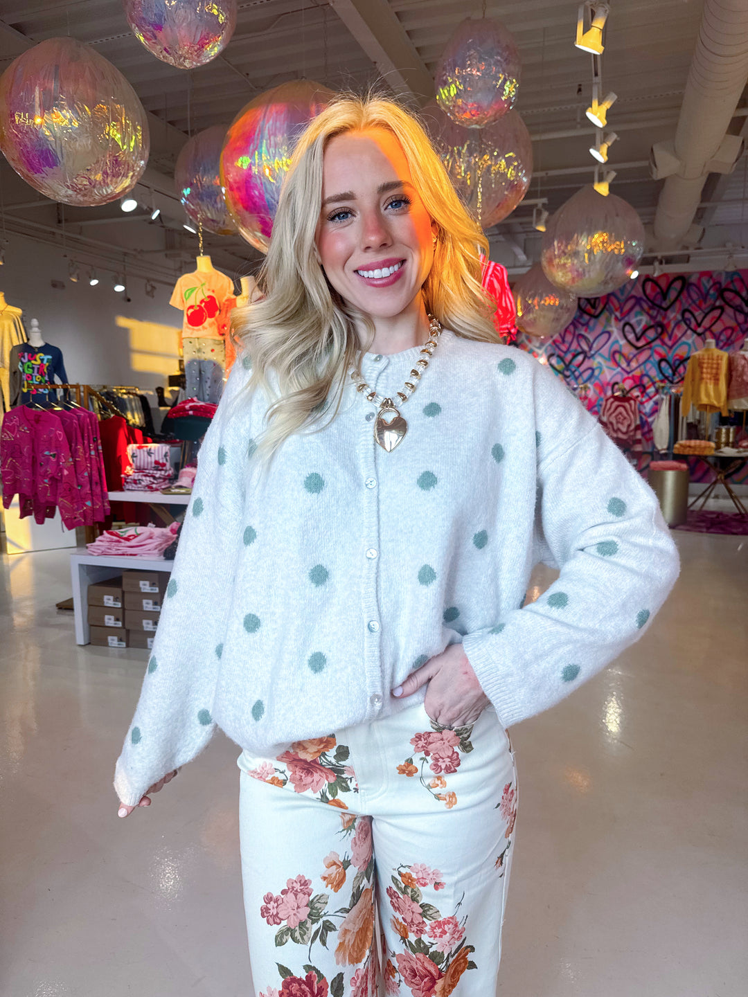 Spring Fling Polka Dot Button Down